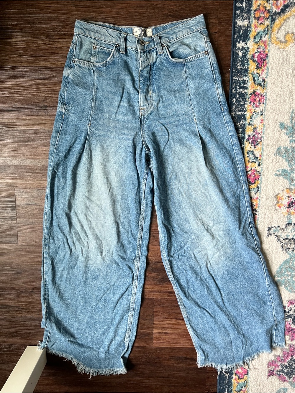 Free People Old West Light Blue Wide-Leg Flare Jeans - Picture 6 of 6